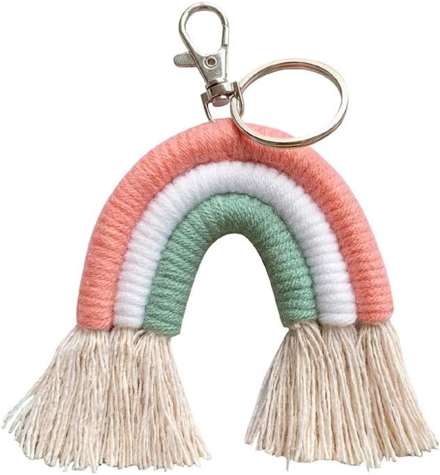 S-TROUBLE Weaving Rainbow Keychains for Women Boho Handmade key Holder Keyring Macrame Bag Charm Car Hanging Jewelry Gifts
