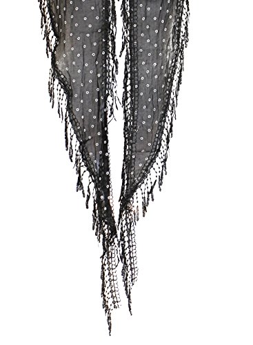 AN Lace Scarf Womens Vintage Flower Dressy Shawl Lightweight Stole Tassel Fringe 5