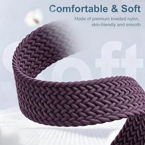 Image of Magnetic Braided Band for Samsung Galaxy Watch 9 8 40mm 44mm, Galaxy Watch8 Classic 46mm, One Click No Gap Elastic Stretchy Nylon Fabric Sport Strap for Women Men (Dark Cherry)