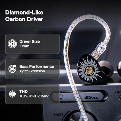 Image of Linsoul Kiwi Ears x B Media: Chorus Dynamic Driver in Ear Monitor IEMs | with Powerful and Engaging Tuning, CNC Metal Faceplate, 2Pin Cable for Audiophiles Musicians, Black, 3.5mm with Mic