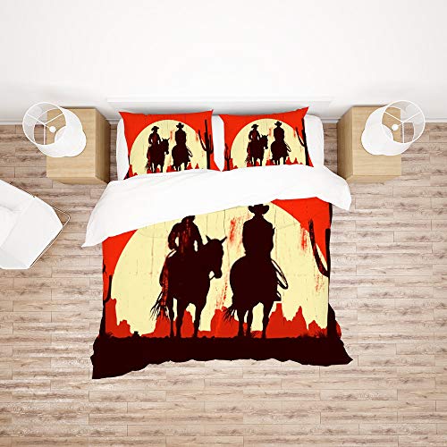 Linge de lit chevaux en microfibre de polyester thermorégulatrice pour lit 3 pièces