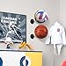 S SUCHEK Basketball Holder Wall Mount, Ball Holder Wall Mount, Ball Display Wall Storage for Basketball, Soccer Ball, Volleyball, Football, Rugby(6 Pieces, Black)