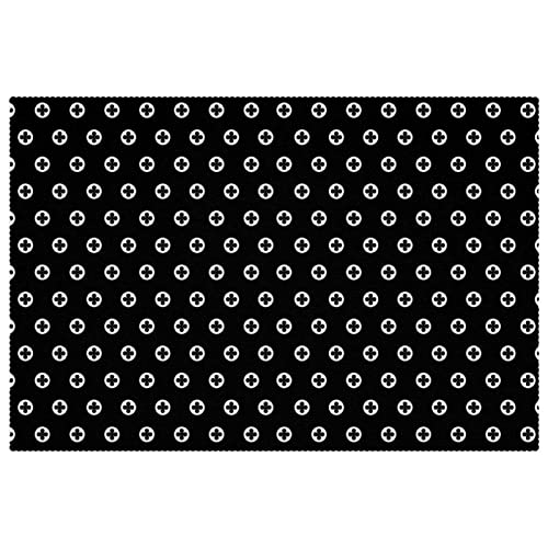 Lot de 6 sets de table noirs et blancs 30x45 cm lavables pour dîner chic