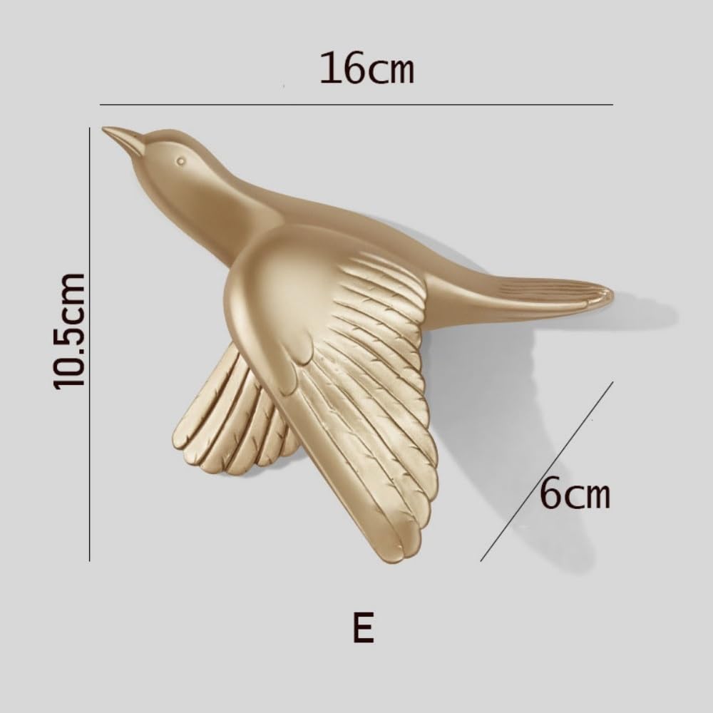 Scultura da Parete a Forma di Uccello, Ornamento da Parete, Scultura da Parete Galleggiante scolpita in 3D, Decorazione da Parete in Resina a Forma di Uccello, per Bagno, Soggiorno(E)