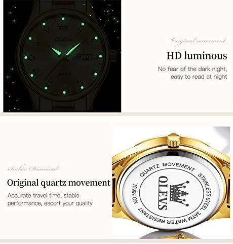 OLEVS Gold Watches for Women Classic Stainless Steel Waterproof Womens Wrist Watch Small Face Ladies Watches with Day Date Analog Quartz Dress Women's Watch Casual Gold Silver Black Dial Female Watch - Image 6