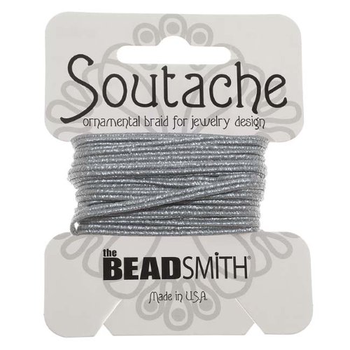 Beadsmith The Textured Metallic Soutache Braided Cord 3mm - Matte Silver (3 Yards)