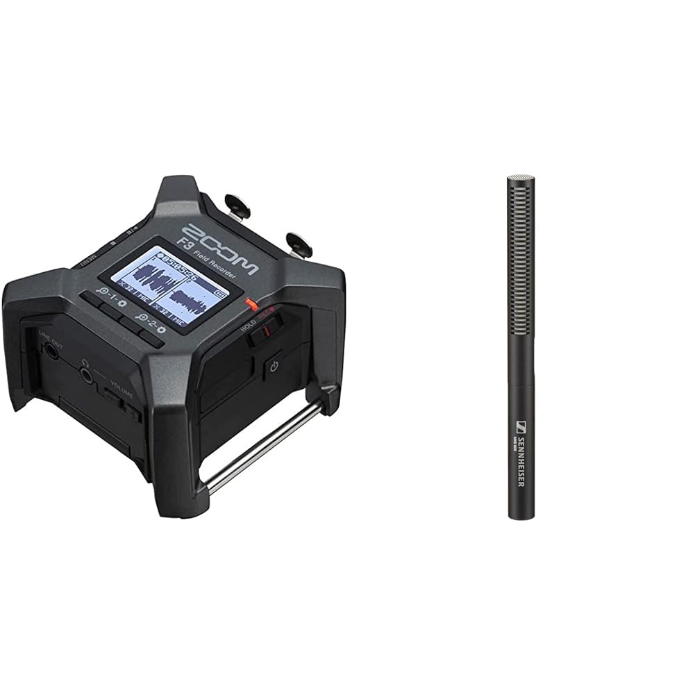 Zoom F3 – 2-Spur-Broadcast-Field-Recorder – 2 Vorverstärker & Sennheiser MKE 600 Kamera-Richtrohrmikrofon | Phantom- und Batteriespeisung | Schaltbarer Filter zur Windgeräuschminimierung (505453)