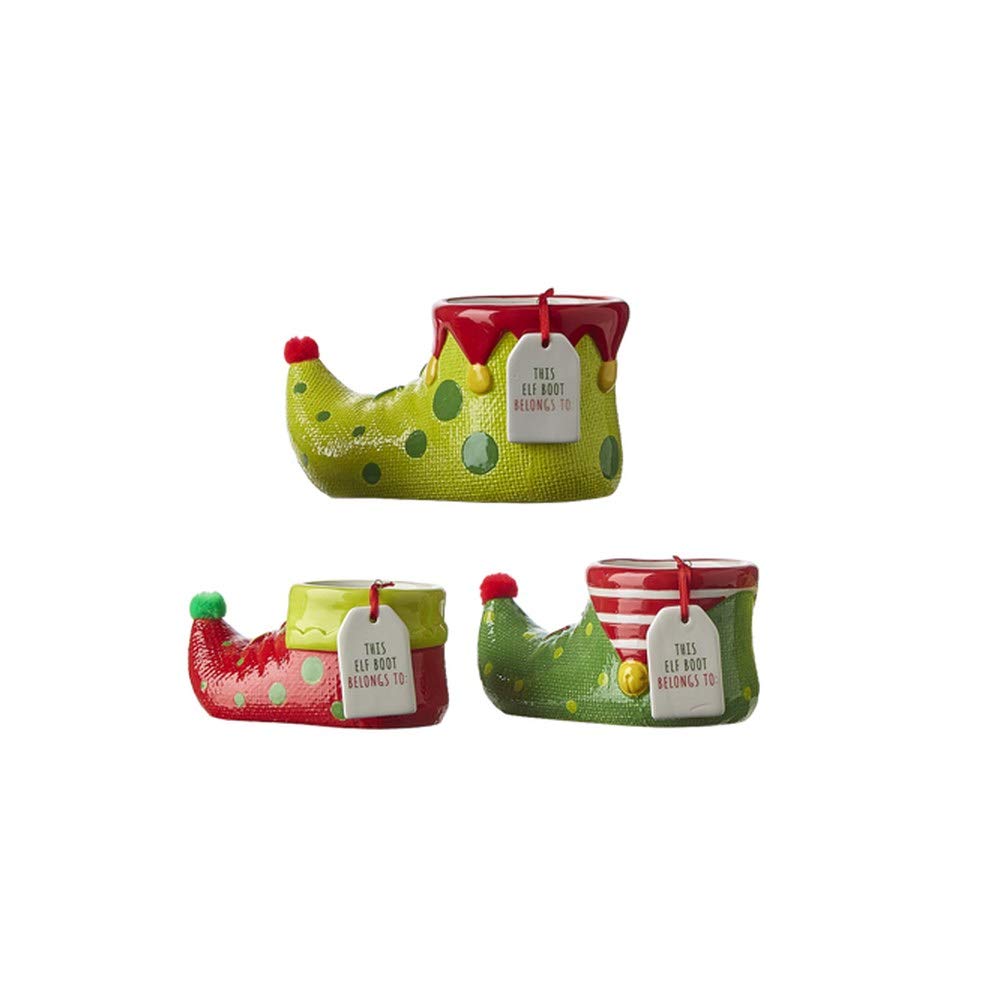 RAZ Imports 2021 Oh What Fun 7.5" Elf Shoe Container, Set of 3