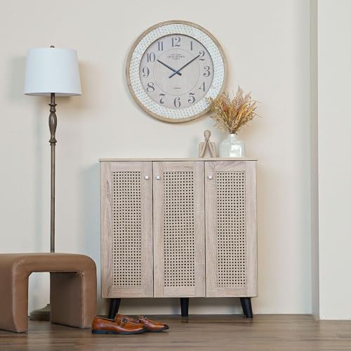 Danube Home Lacey 3 Door Shoe Cabinet |16 Pairs Of Shoes| Modern Design Furniture | Wooden Shoe Organizer For Entryway Hallway Living Room | Made In Malaysia | L 90 x W 32 x H 91 cm - Sonoma Oak