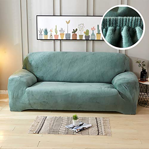 Funda para sillón de terciopelo elástica antideslizante verde claro 2