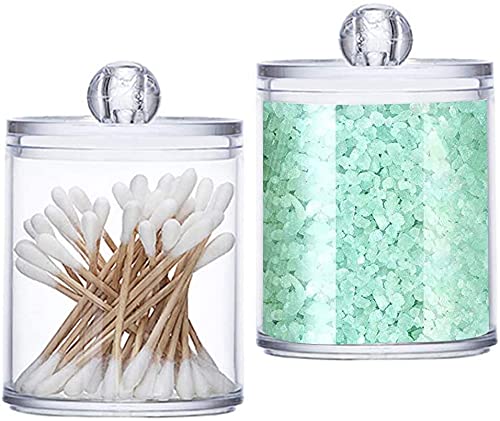 LATRAT 2 pezzi tamponi di cotone, dispenser di cotone, contenitore per bastoncini di cotone, organizer per cosmetici, trasparente con coperchio