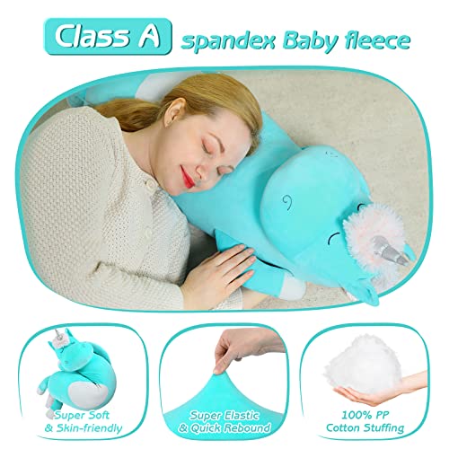 Morismos Long Unicorn Plush Body Pillow, 36.2'' Giant Unicorn Stuffed Animal Body Pillow Plushie, Squishy Unicorn Pillow Doll Toy, Long Throw Sleeping Pillow For Kid Girl Boy,Hugging Pillow For Adult #TOP4