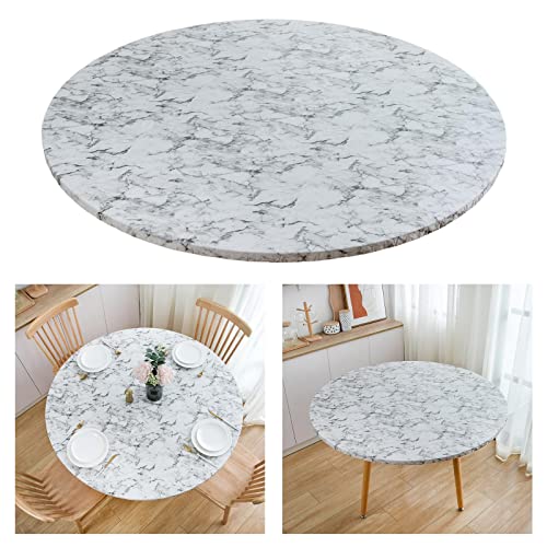 Mantel redondo ajustable de mármol blanco de 114 a 142 cm 6