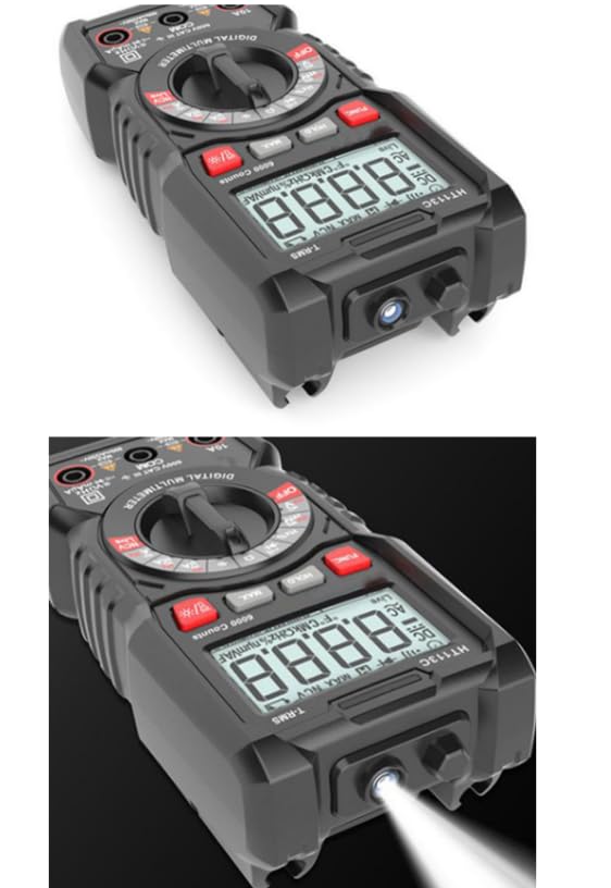HT113C Multimeter with red and black test leads connected