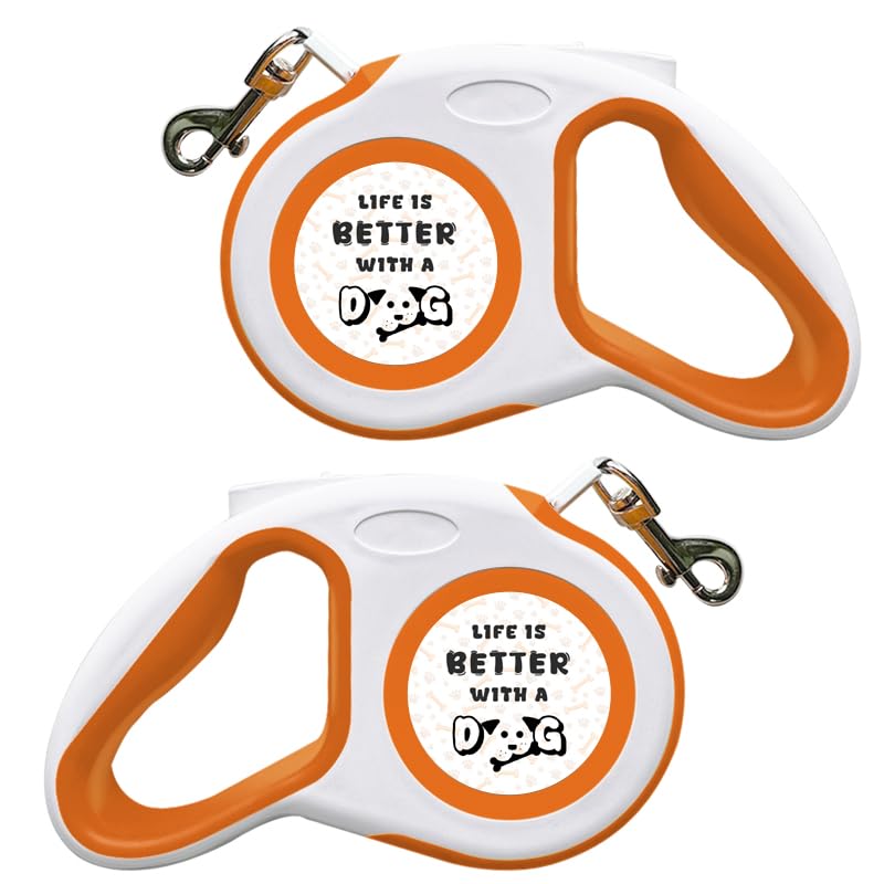New Retractable Dog Leash, Pet Walking Leash for Dogs, Life is Better with A Dog, Up to 16Ft Maximum of Extension with Self-Locking Buttons