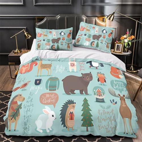 Housse de couette lapin et élan 200x200 parure lit 3D - 4