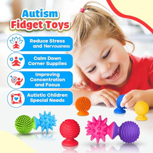 Sensory Fidget Toys Kids Adults: Qquiet Textured Suction Cup Toys for Kids with Autism- Squishy Sensory Toys for Classroom Bath- 8 Pack Calm Down Corner Supplies for Teens- Travel Gifts for Students - Image 3