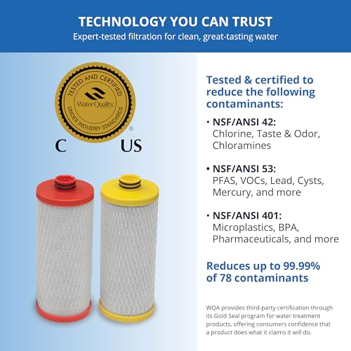Image of Aquasana 2 Stage Max Flow Replacement Filters | WQA Certified to NSF Standards | Claryum Under Sink Water Filter | Reduces Up to 99.99% of PFAS, Microplastics, Lead & Chlorine | AQ-5200R | AQ-C2-R