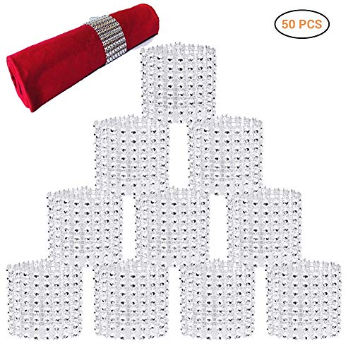 Frifer 50pcs Redondas de servilletas de Mesa servilletero Strass Decoración para Boda y Banquet