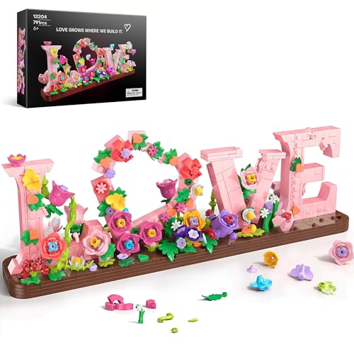 Art LOVE & Flowers Building Set, 791 PCS Heart Brick Décor for Adults Kids