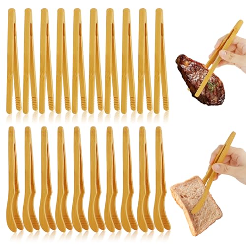 MAOMUN 20 Stück Holz Grillzange Holz Holzzange mit Anti-Rutsch-Design, Wiederverwendbare Holzgrillzangen Bambuszange, 17.8cm Holzzange Küche Küchenzange Holzgrillzange für Toast Tee gebraten BBQ