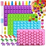 Silikon Gießformen Set.2 Tropfer |Flexible Backformen für Gummibärchen, Schokolade und Bonbons |Lebensmittelqualität Silikon mit Dinosaurier, Herz & Fruchtformen |4-teiliges Partyzubehör Geschenkset