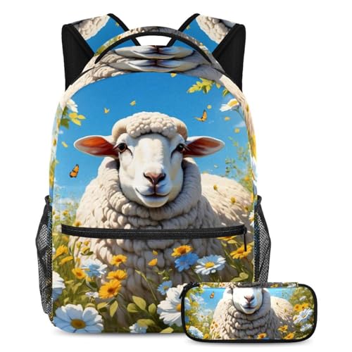 Sac à dos école ensemble de 2 pièces avec trousse à crayons motif fleuri idée cadeau de rentrée