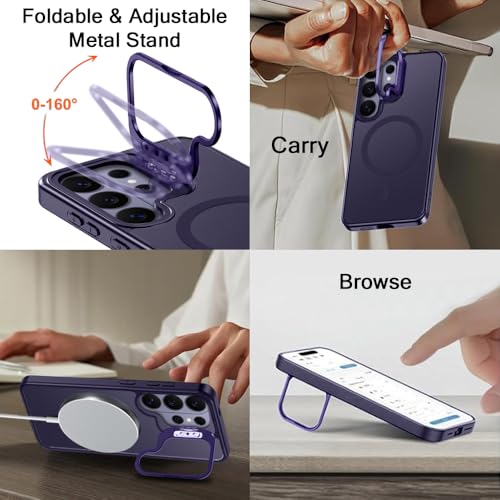 Image of TheGiftKart for Samsung S26 Ultra Case | Shockproof Hard Back Cover | Built-in Stand | Hybrid Shockproof Galaxy S26 Ultra Cover (PC & TPU, Matte Frosted Back, MagSafe Compatible, Translucent Violet)