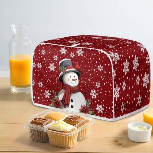 Image of Red Snowman 2 Slice Toaster Cover Christmas