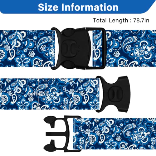 Image of Luggage Straps for Suitcases, Travel Adjustable Belt with Quick Release Buckle, Heavy Duty Nylon Bag Packing Strap, Unique Bright Identifiers Business Travel Accessories (2 Pack) - Blue Pattern