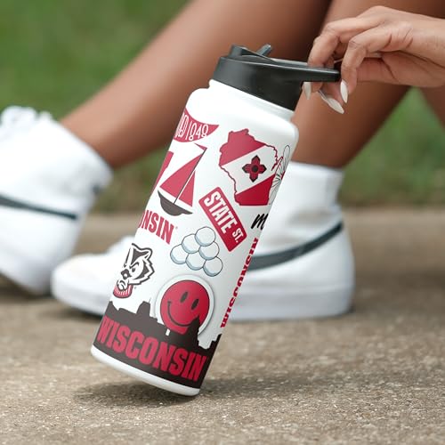 Image of Logo Brands NCAA Native 34 oz Quencher Water Bottle - | Local Icons Design | Double-Wall Insulated| Leak-Proof Lid & Built-In Straw