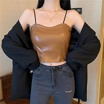 Amazon | [ルビタス] PU レザー キャミソール 革 かわ 皮 タンク