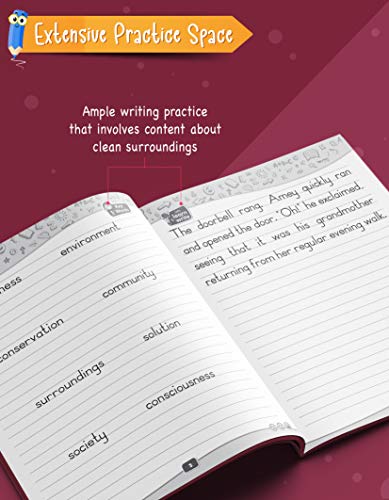 Image of English Handwriting Practice | Normal Font | English Writing Book 4 - Clean Surroundings Story Writing for Kid | Activities - Colouring and Crosswords [Paperback] Woodsnipe Publishing House