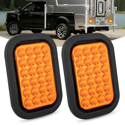 Image of Nilight 5 inch X 3 inch Rectangular Trailer Tail Light 2 PCS Amber 24 LED