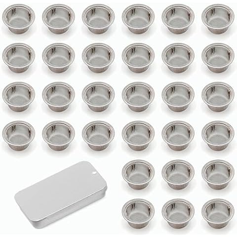 AOMI Pipe Screens Filter Stainless Steel, 30pcs 0.5inch Metal Mesh Bowl Replacement with Box Package for Pipe Cover