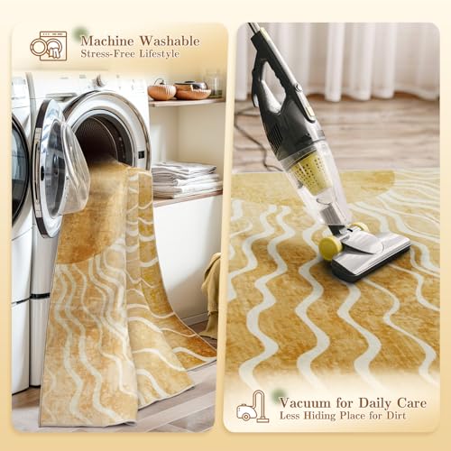 Tapete decorativo Boho 5x7 amarillo mostaza Wonnitar miniatura 7