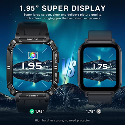 Hystorm Military Smart Watches For Men, 1.95" Smart Watch With Bluetooth Call (Answer/Make Calls), Fitness Tracker Watch Ip68 Waterproof, 123 Sports Modes, Tactical Smartwatch For Android Iphone #TOP1