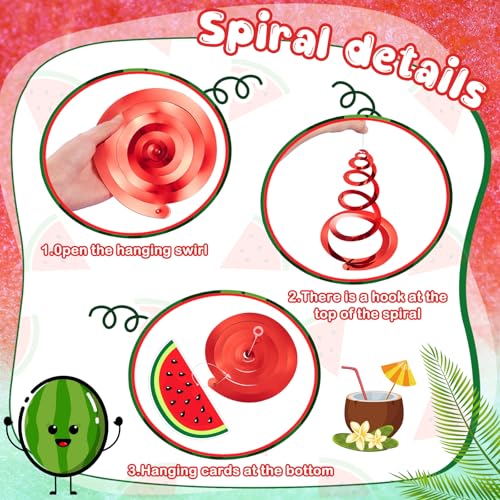 Image of MotiMind 32 Pcs Watermelon Party Decorations One in a Melon Watermelon Hanging Swirl for Summer Hawaiian Beach Party, Baby Showers, Celebrations Decorations