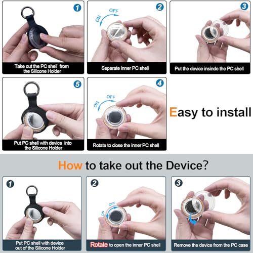 Image of 1|2|4Pack for Apple AirTag Holder,for Air Tag 2nd &1st Genaretion,Waterproof GPS Tracker Air Tag Keychain with Cover Anti-Scratch Silicone for Air-Tag Case for Pets,Kids,Luggages-Black+Blue+Green+Red