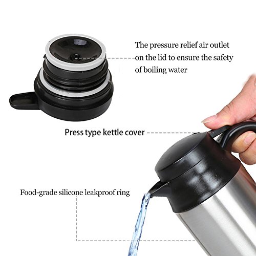Tetera eléctrica 12V de acero inoxidable 750ml para auto miniatura 3