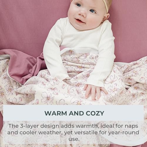 Image of Pobibaby Girl Blankets, Toddler Blanket, 50x50, Soft Cotton (Blossom)