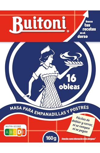 BUITONI Masa Obleas para Empanadillas, Tacos y Postres - Paquete 16 uds 160g (Refrigerado)