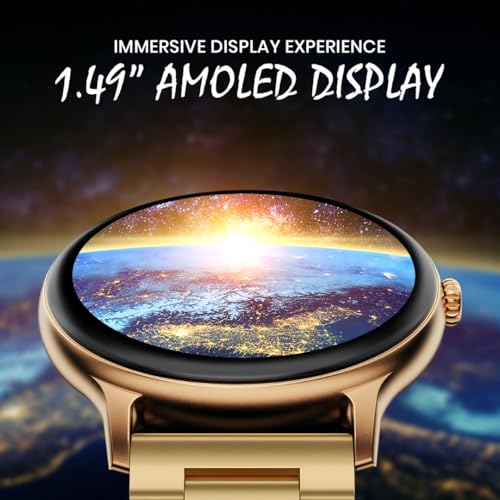 Image of GameSir Glavito Round Dial Smartwatch with 1.49 inch AMOLED Display, 100+ Sports Modes, IP67, Bluetooth Calling, Functional Crown Control, Health Tracking, 100+ Watch Faces for Men & Women (Metal Gold)