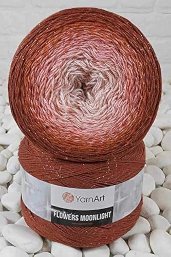 Image of YarnArt Flowers Moonlight Glitter Cotton Yarn, Soft, Rainbow Crochet, Metallic Lurex handknit Shiny, Silvery Cake, Multicolor Cotton, 1 Skein Weight 9.17oz Lenght 393.7 inches, 1 Fine Yarn (3288)