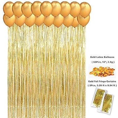 Jindal Party Products Foil Solid Foil Curtains and Balloons, 3 Feet x 6 Feet, Golden, Pack of 20.