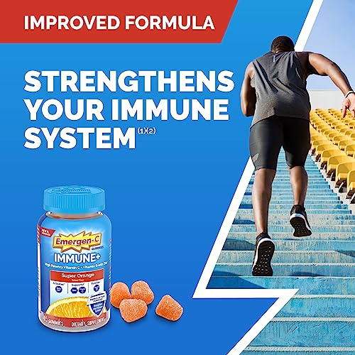 Emergen-C Immune+ Immune Gummies, Vitamin D plus 750 mg Vitamin C, Immune Support Dietary Supplement, Caffeine Free, Gluten Free, Super Orange Flavor - 45 Count - Image 3
