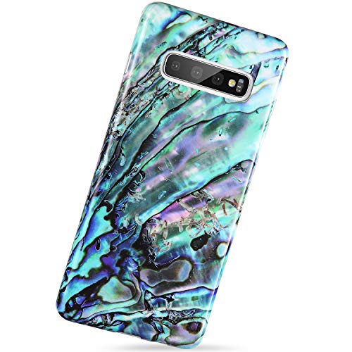 VIVIBIN Samsung Galaxy S10+ Plus Case (Not for Small Size S10) Green Oyster Shell Design,Slim-Fit Scratch Resistant Shock Proof Flexible Glossy Soft Silicone Phone Case Cover for Galaxy S10+ Plus