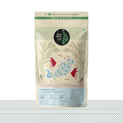 Image of Blue Tokai Coffee Roasters Midnight Roast - Medium Roast | Channi Grind 500g | Rich Taste & Aroma | 100% Arabica Beans | Specialty Coffee | Freshly Roasted Ground Coffee