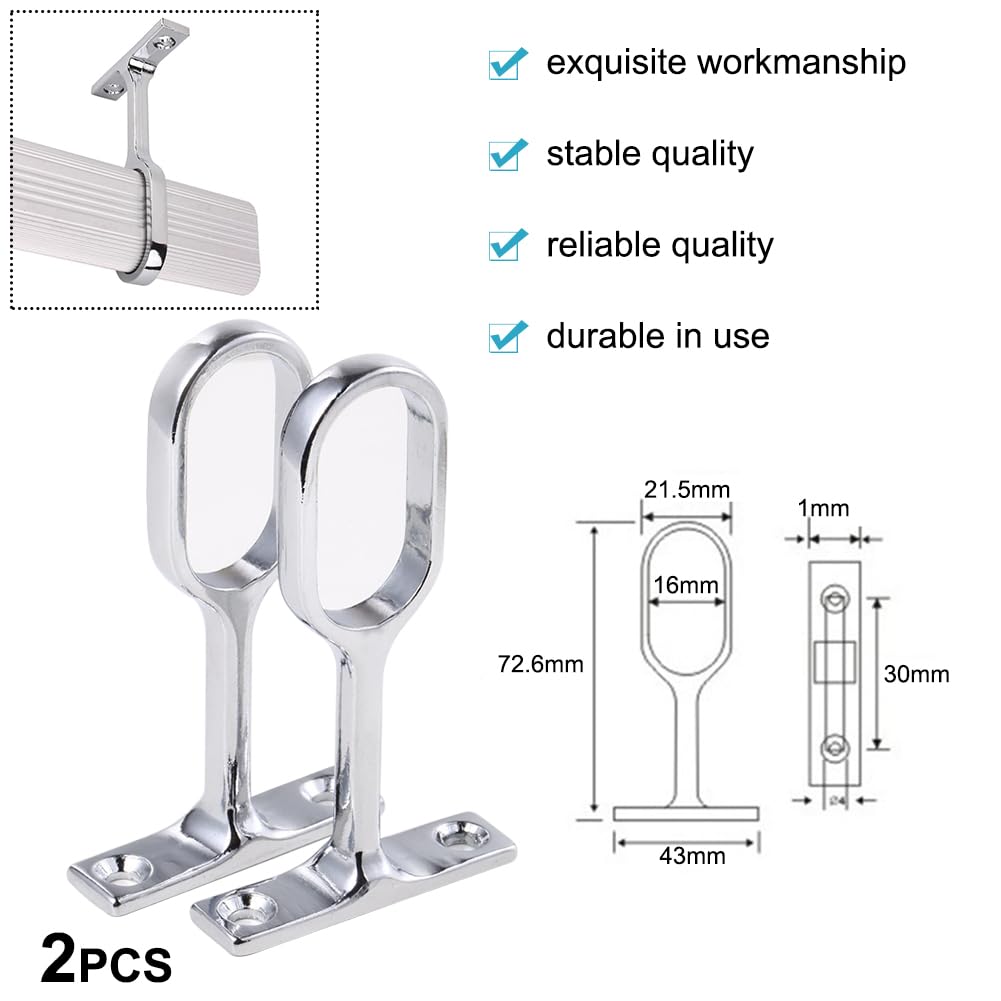Supporto Per Asta Armadio Ovale 30,5x15,5 Mm - 2 Pezzi | Per Appendiabiti, Tende Doccia, Bastoni Tenda - Foto 7