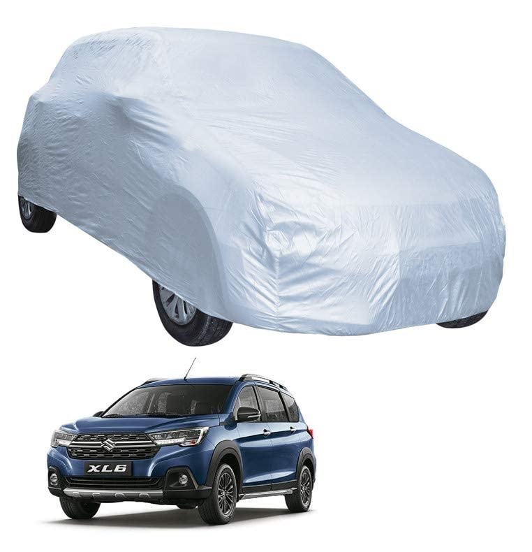 Image of Auto Hub Car Cover Compatible with Maruti XL6 with Weather Proof, Triple Stitched, XL6 Car Cover- Plain Silver